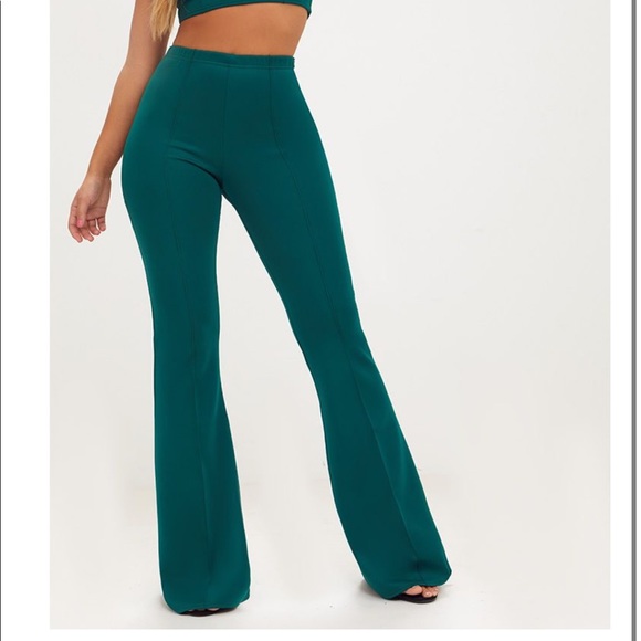 PrettyLittleThing Pants - PLT Green high waist extreme flare pants